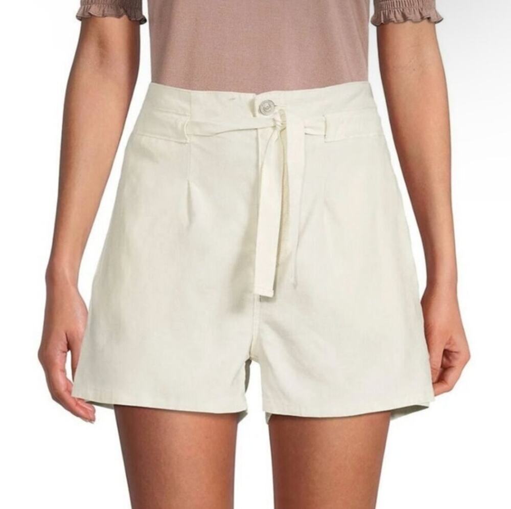 Hudson Womens Paperbag Shorts Linen Blend Cream Size 29 Summer Spring Nautical